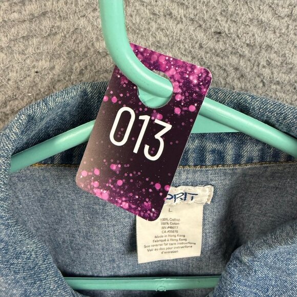 Vtg 80s Esprit Jean Denim Trucker Jacket Large Cropped Retro Indie Grunge Casual - Picture 8 of 8